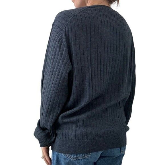 Vintage Brooks Brothers Mens Navy Blue Ribbed Wool Cotton Sweater Made in USA XL - Picture 4 of 8